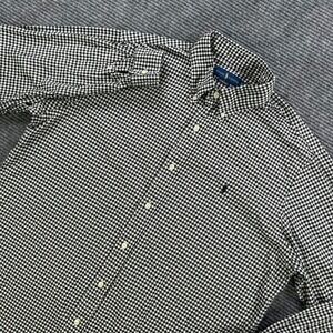 Ralph Lauren Classic Fit Gingham Checkered Button Up Mens XL Shirt Black White